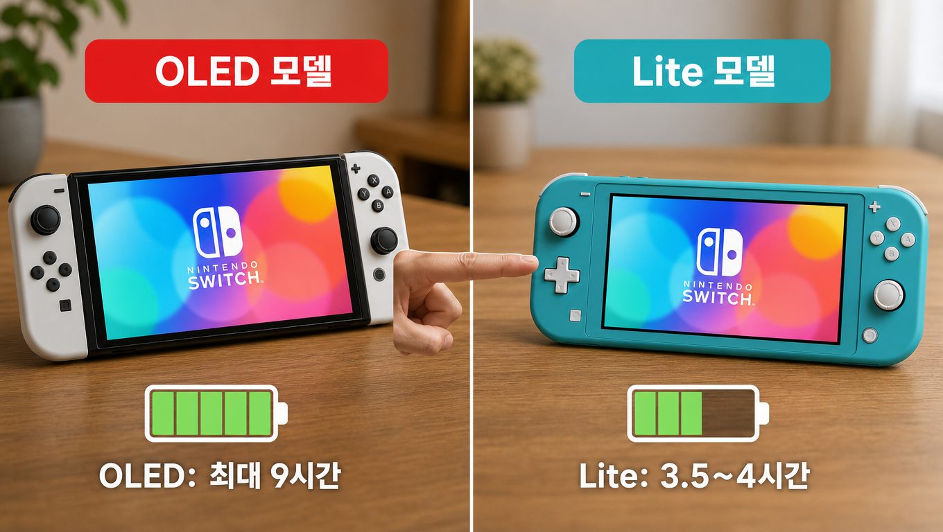 스위치 OLED와 Lite 실제 배터리 사용 시간 비교